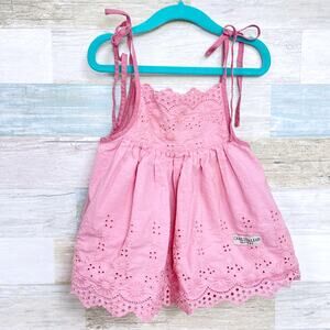 Camille & Leah Lace Ruffle 2 Piece Set Pink Dress Short Cotton Toddler Girl 2T